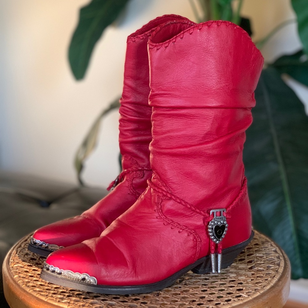 Red Leather Cowgirl Boots